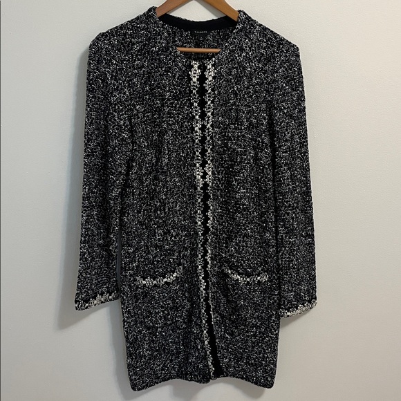 Talbots Sweaters - Talbots long cardigan sweater jacket textured knit black white chunky stretchy S